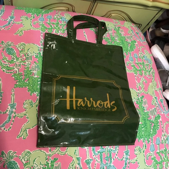 Harrods Handbags - Harrods Glossy Green pvc Shopper tote bag